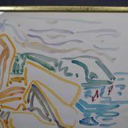 Peter PFOSI (1913-2004) "Landscape" Watercolor monogrammed and dated 1987