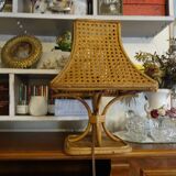 Vintage rattan and wicker lamp