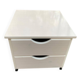 Scandinavian bedside table in solid beige wood with 2 drawers