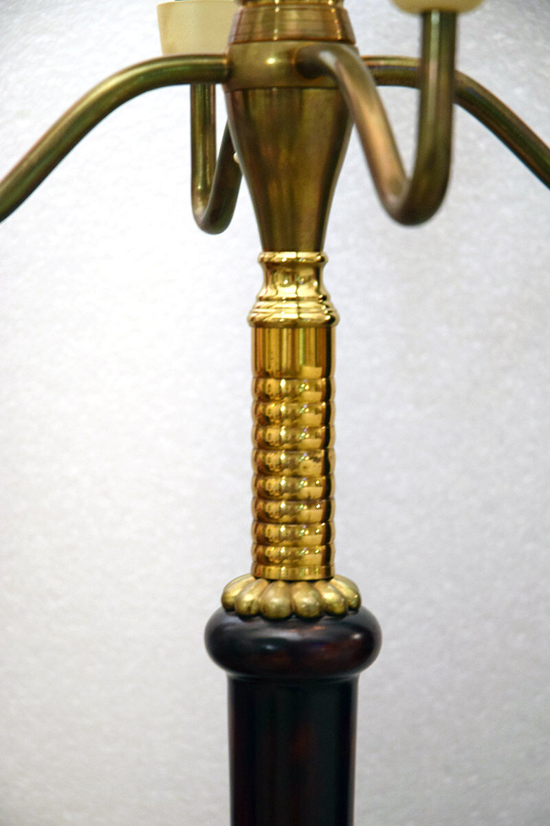 1950's floor lamp in mahogany and brass