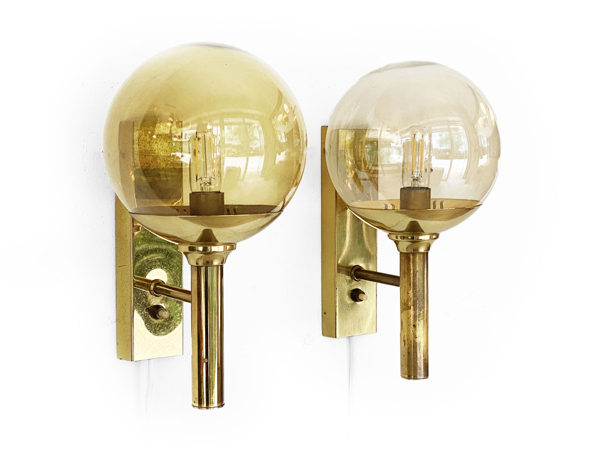 Pair of wall lights/sconces by Svend Mejlstrøm for Mejlstrøm Belysning. Denmark 1960s
