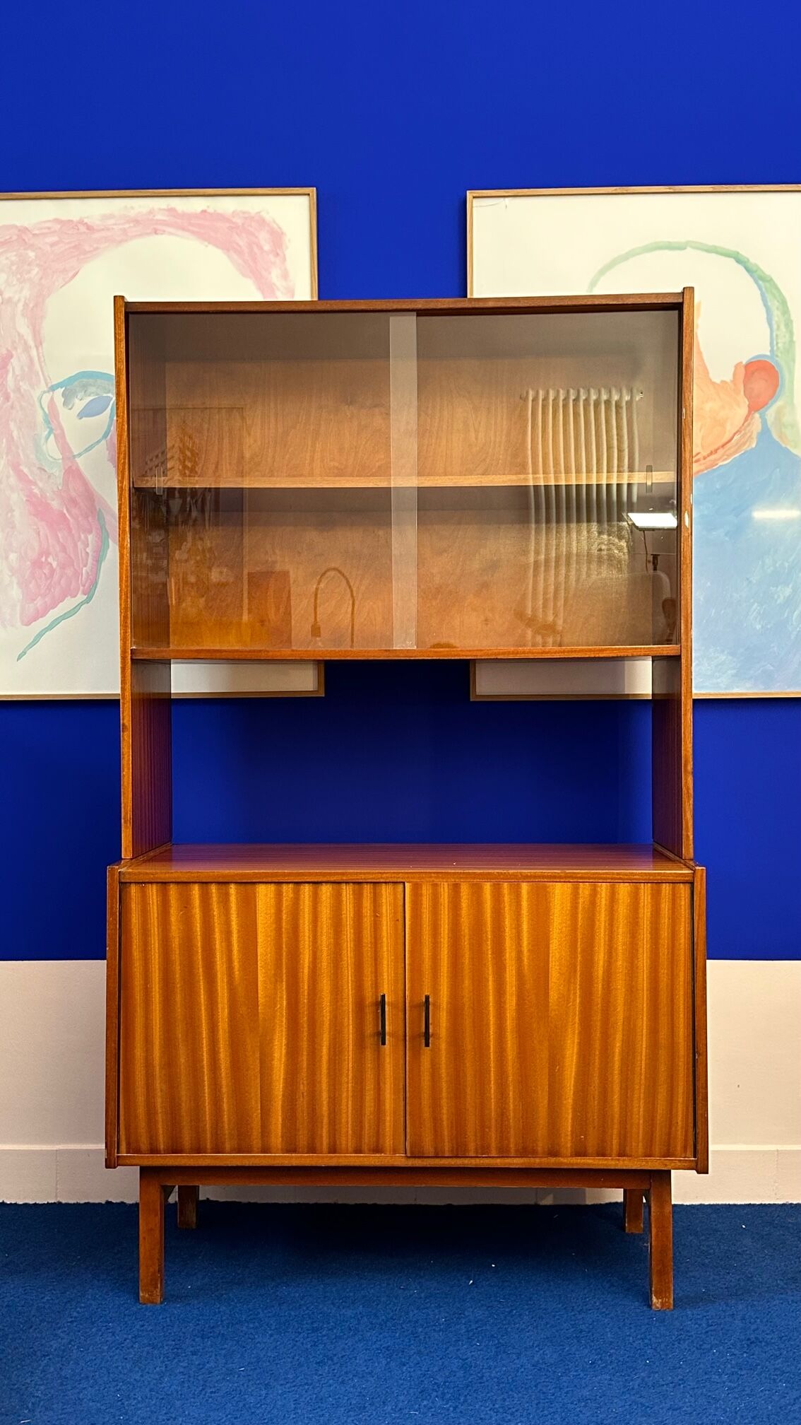 Storage cabinet with showcase of the 60s pedestal shelf