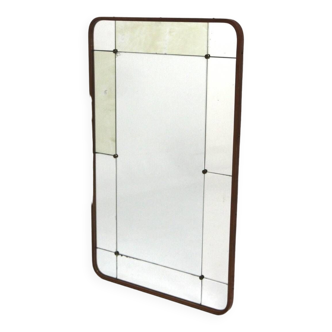 Scandinavian beech and metal mirror, Sweden, 1960, 104x64cm