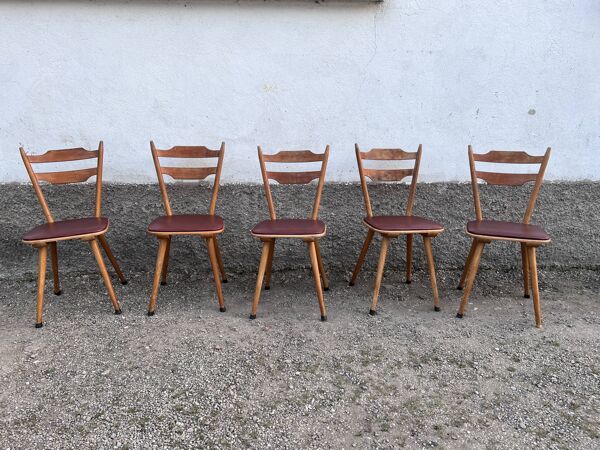 Chaise bistrot brasserie vintage scandinave galette coloré - 1950 1960