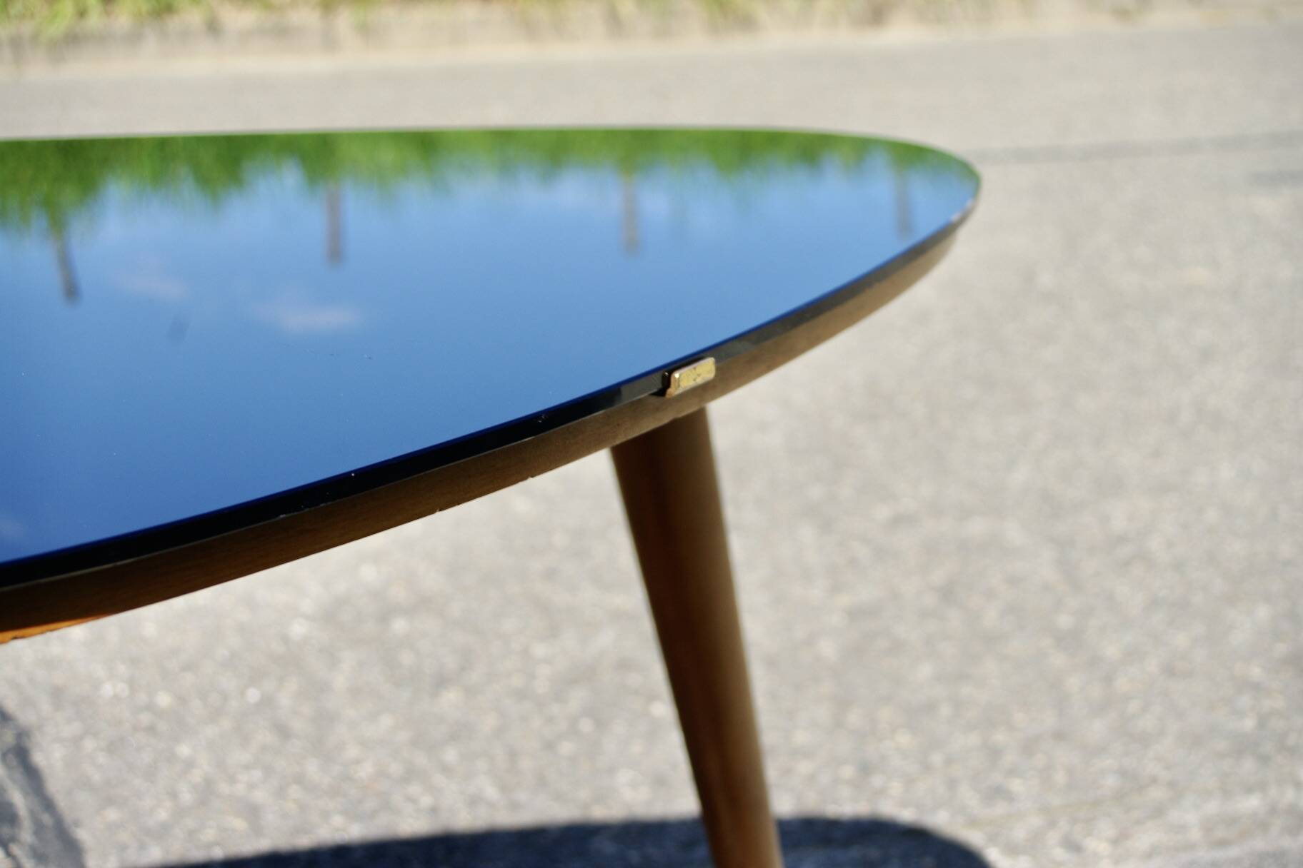 Vintage coffee table in black opaline beech in organic shape 1950