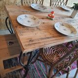 Table bois et fer forgé