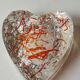 Empty pocket/Ashtray, l in blown art glass/Heart shape with inclusions of orange filaments. In Murano style