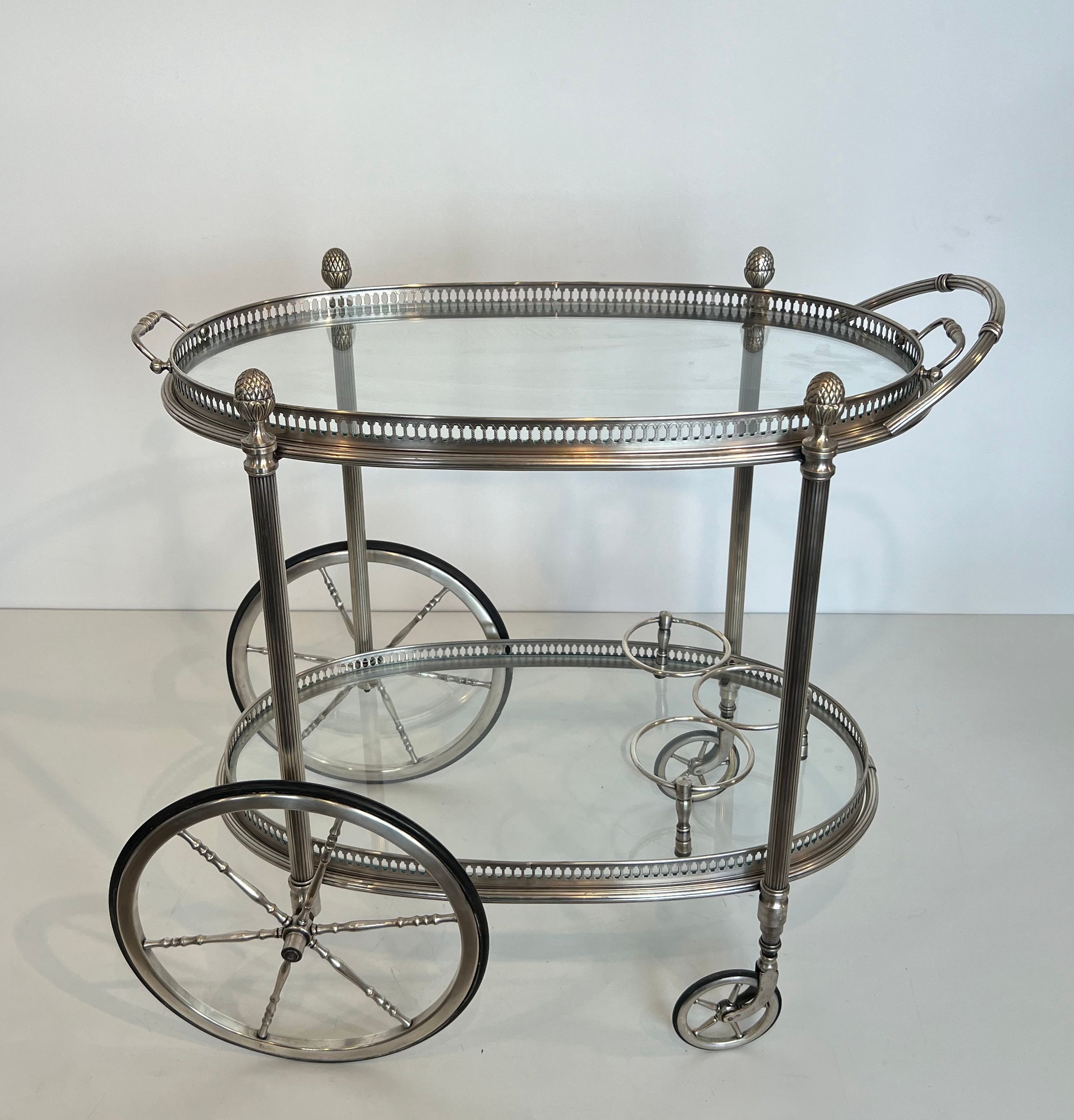 Oval silver-plated brass trolley from Maison Baguès.