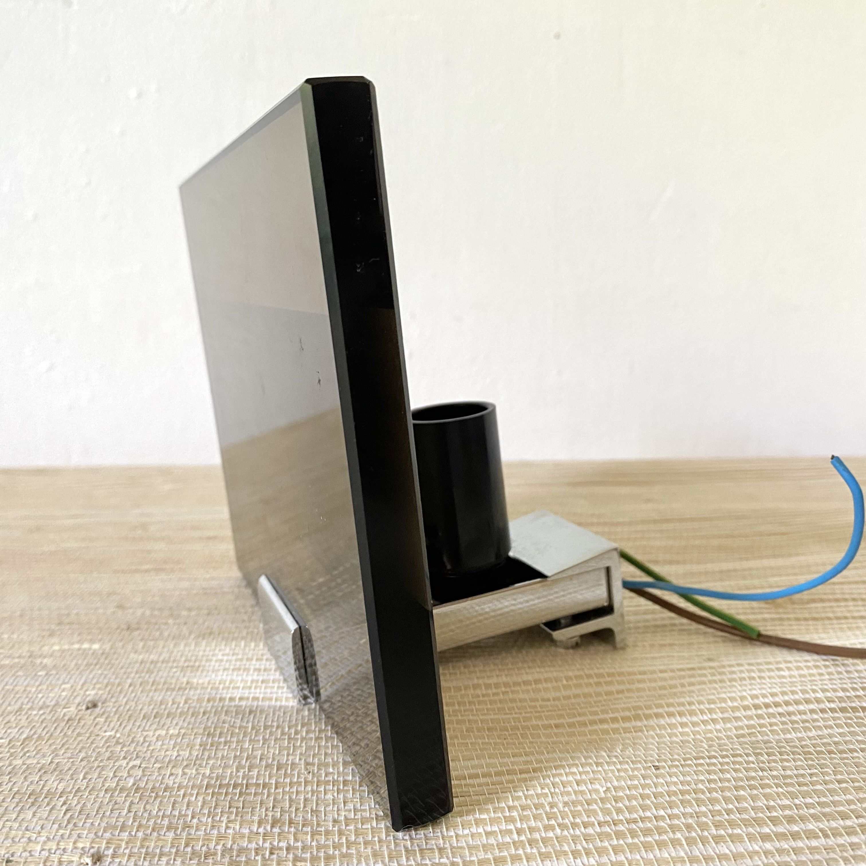 New smoked glass and chrome wall light, 1970s