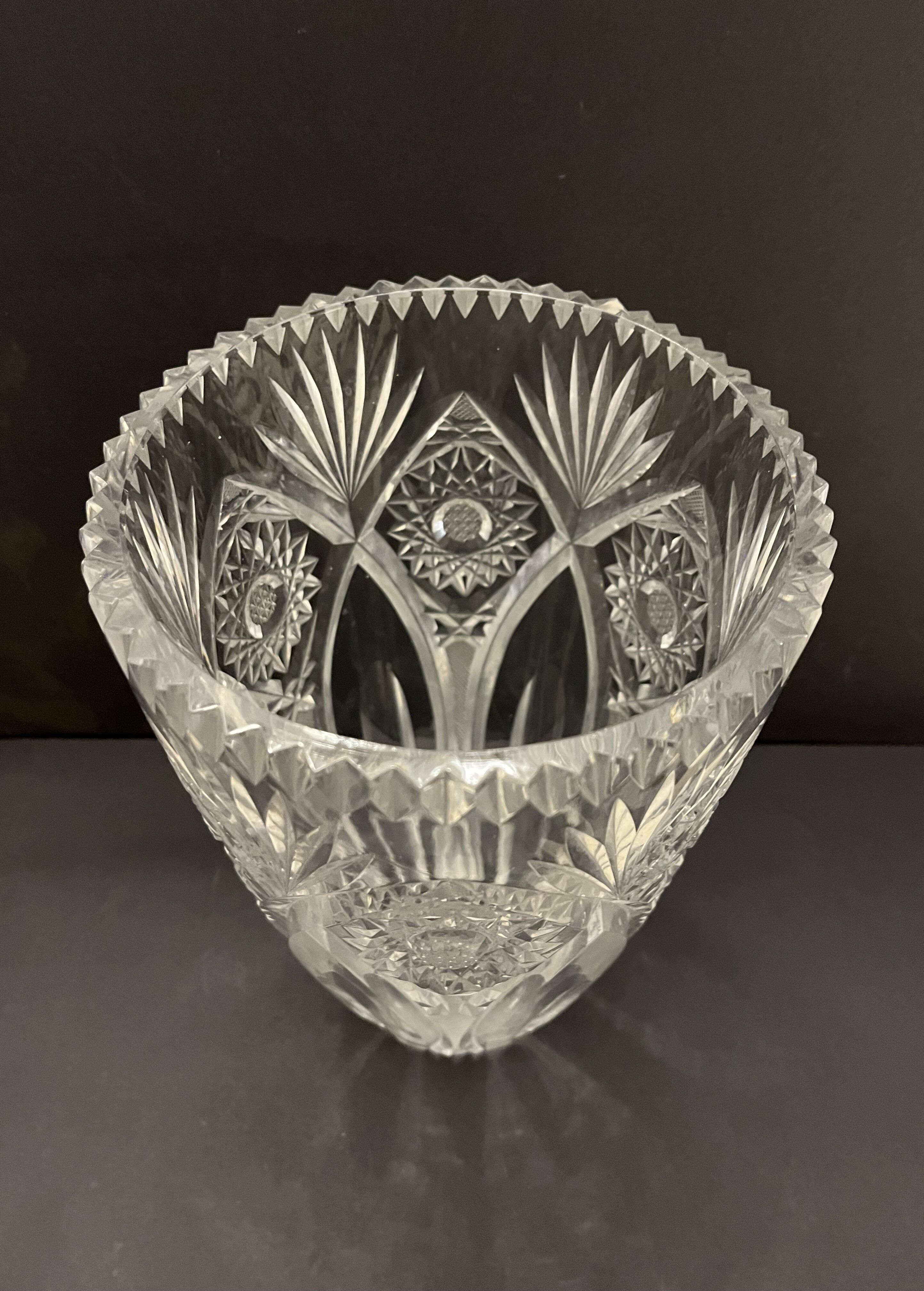 Carved crystal vase