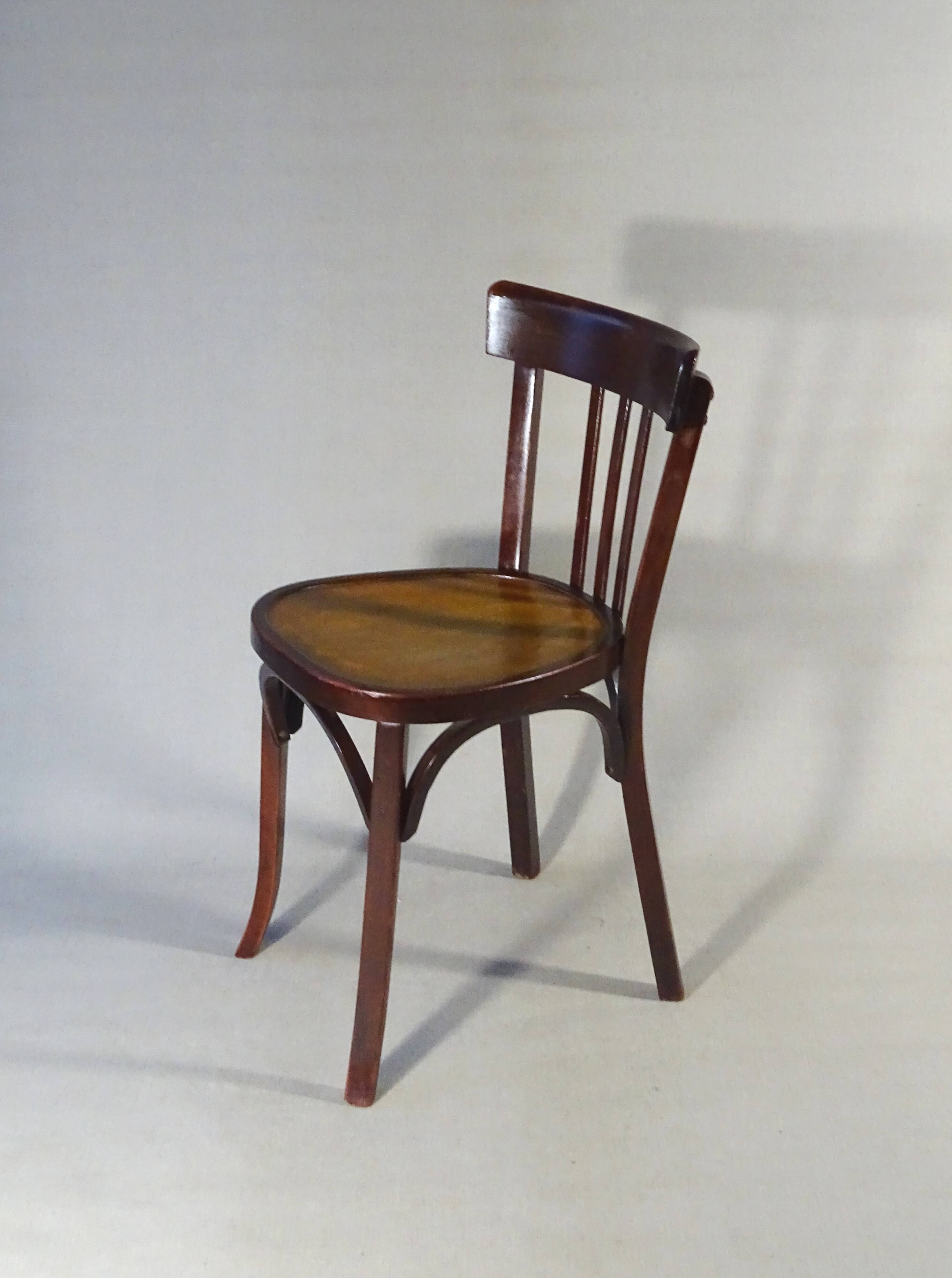 Two Baumann No. 43 bistro chairs from 1950, two-tone