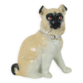 Antique Porcelain Pug Statue Sculpture Art Nouveau 1920s