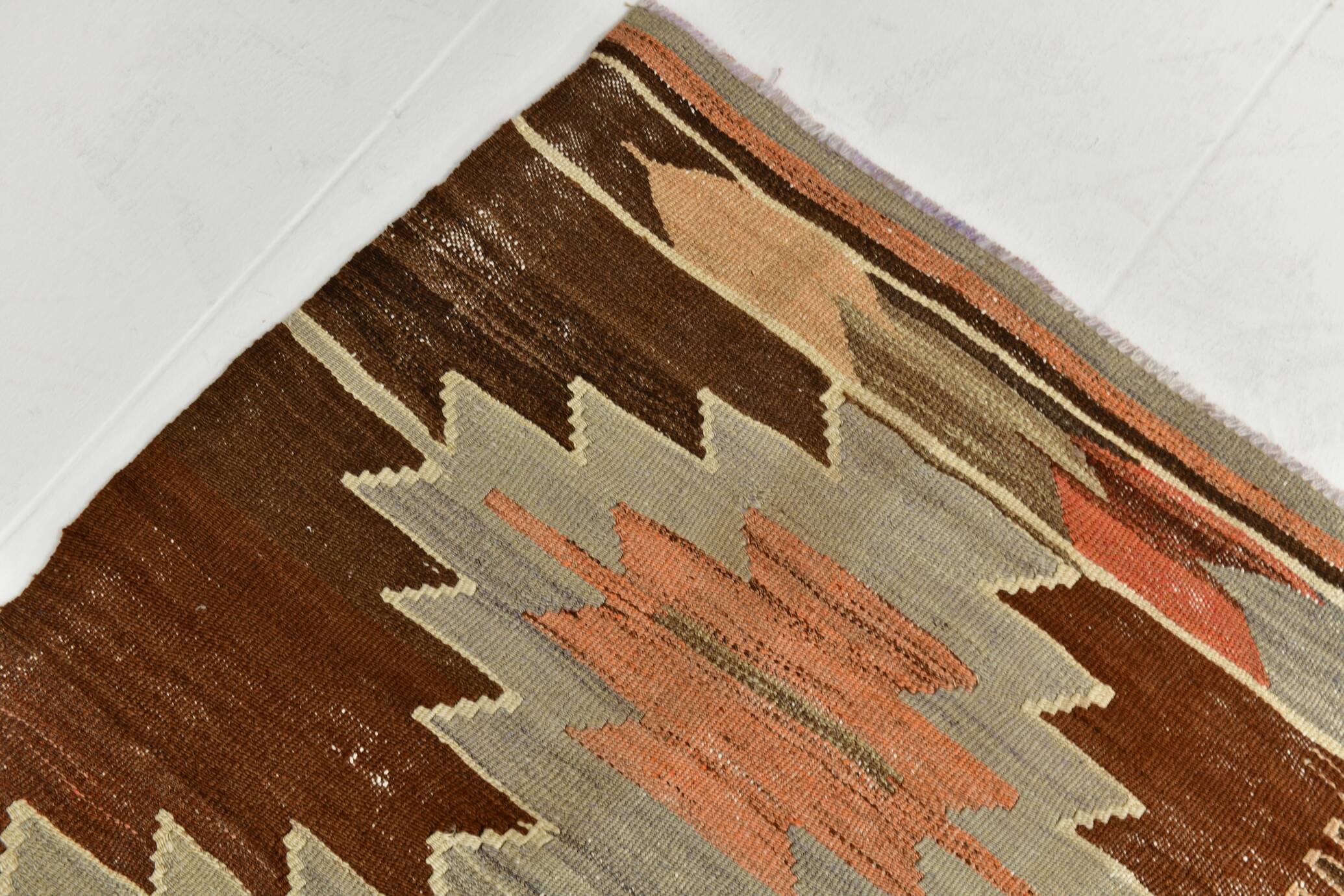 6x12 Brown & Beige Turkish Vintage Kilim Rug, 179x363Cm SK 35163