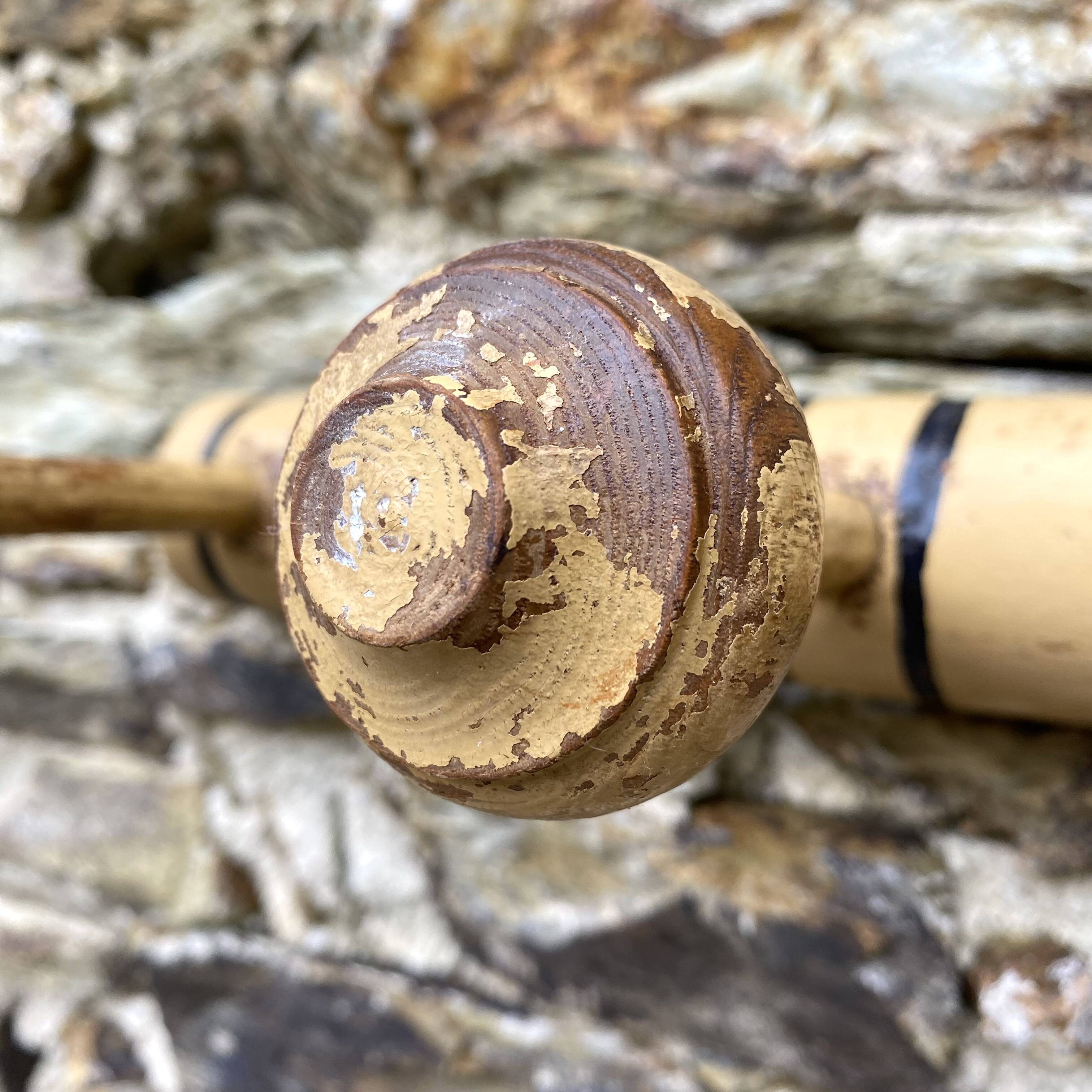 Antique wooden wall coat rack with 6 hooks, 1900