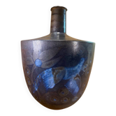 Vase Primavera Art Déco grès émaillé décor oiseau bleu Marguerite Lehm