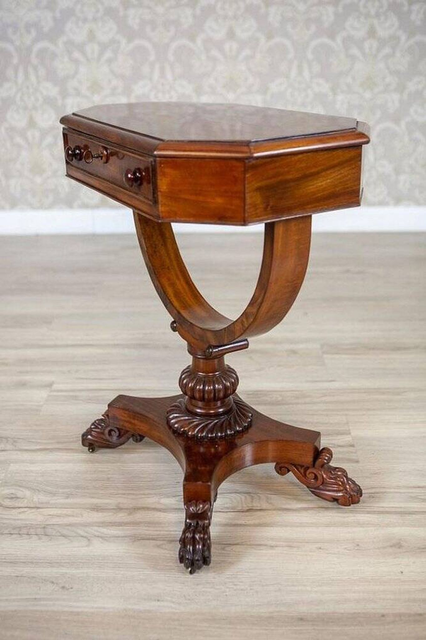 Victorian Mahogany Wood and Veneer Sewing Table, 1850s