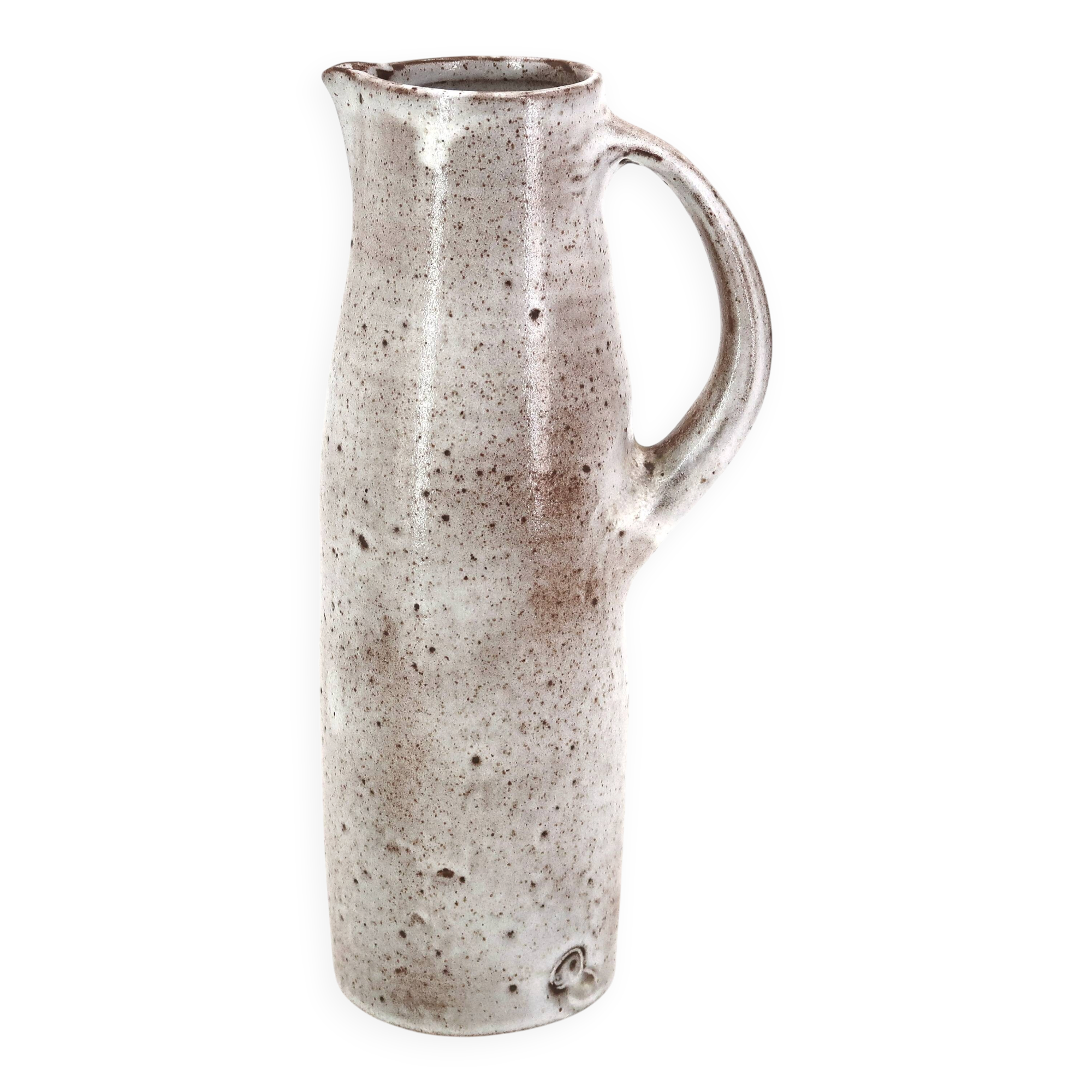 Pichet gris marron en grès de Jeanne et Norbert Pierlot, années 60