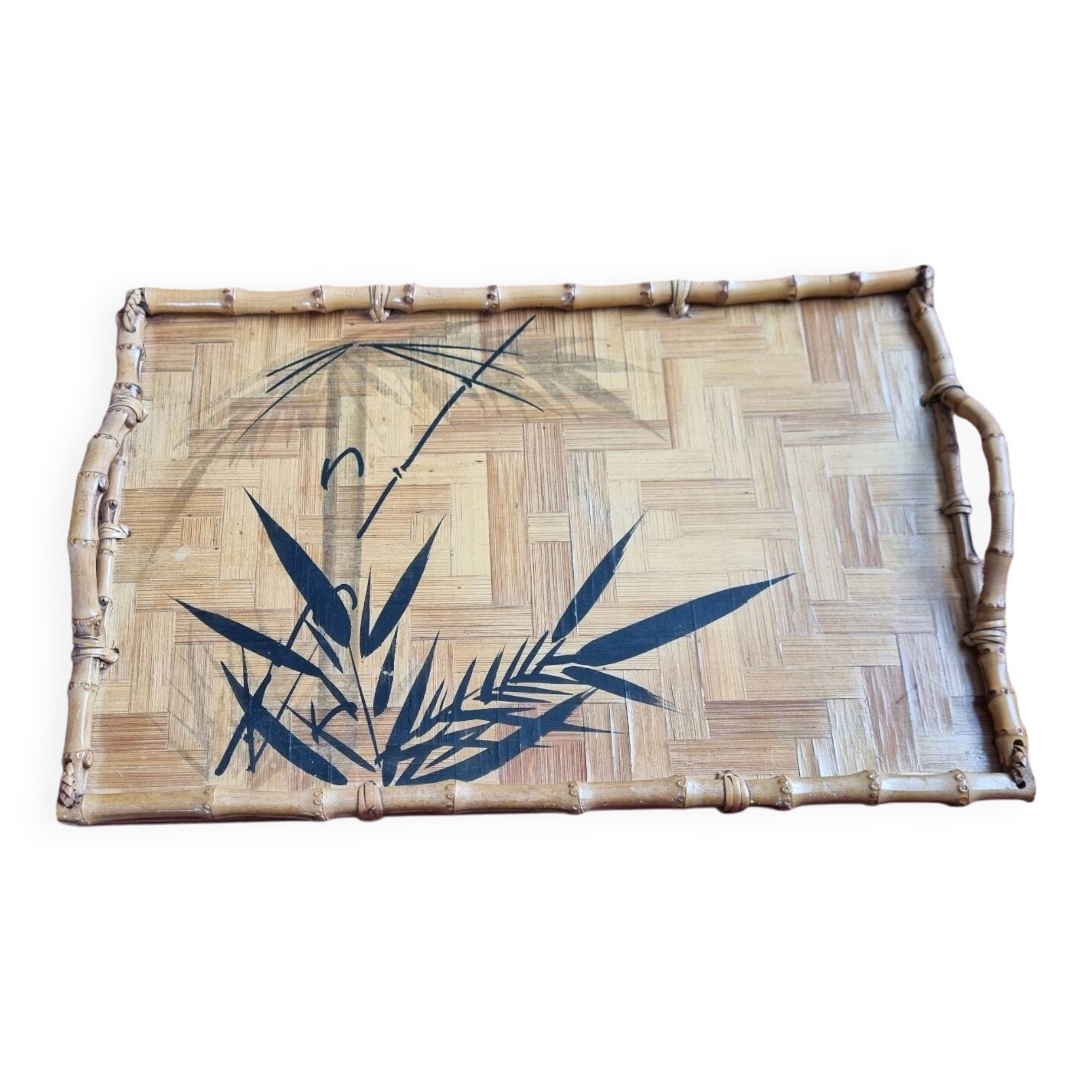 Plateau rotin/bambou Chine 1970