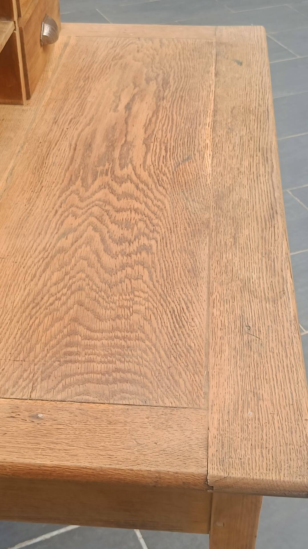 Antique solid oak desk with steps – 5 drawers