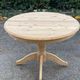 Extendable round dining table with central leg renovated in raw solid wood 105cm