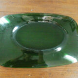 Plat en verre vert vintage