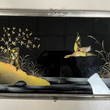 Art deco period serving tray with decoration fixed under glass