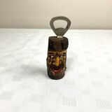 Décapsuleur vintage en bois avec visage d’arbre sculpté
