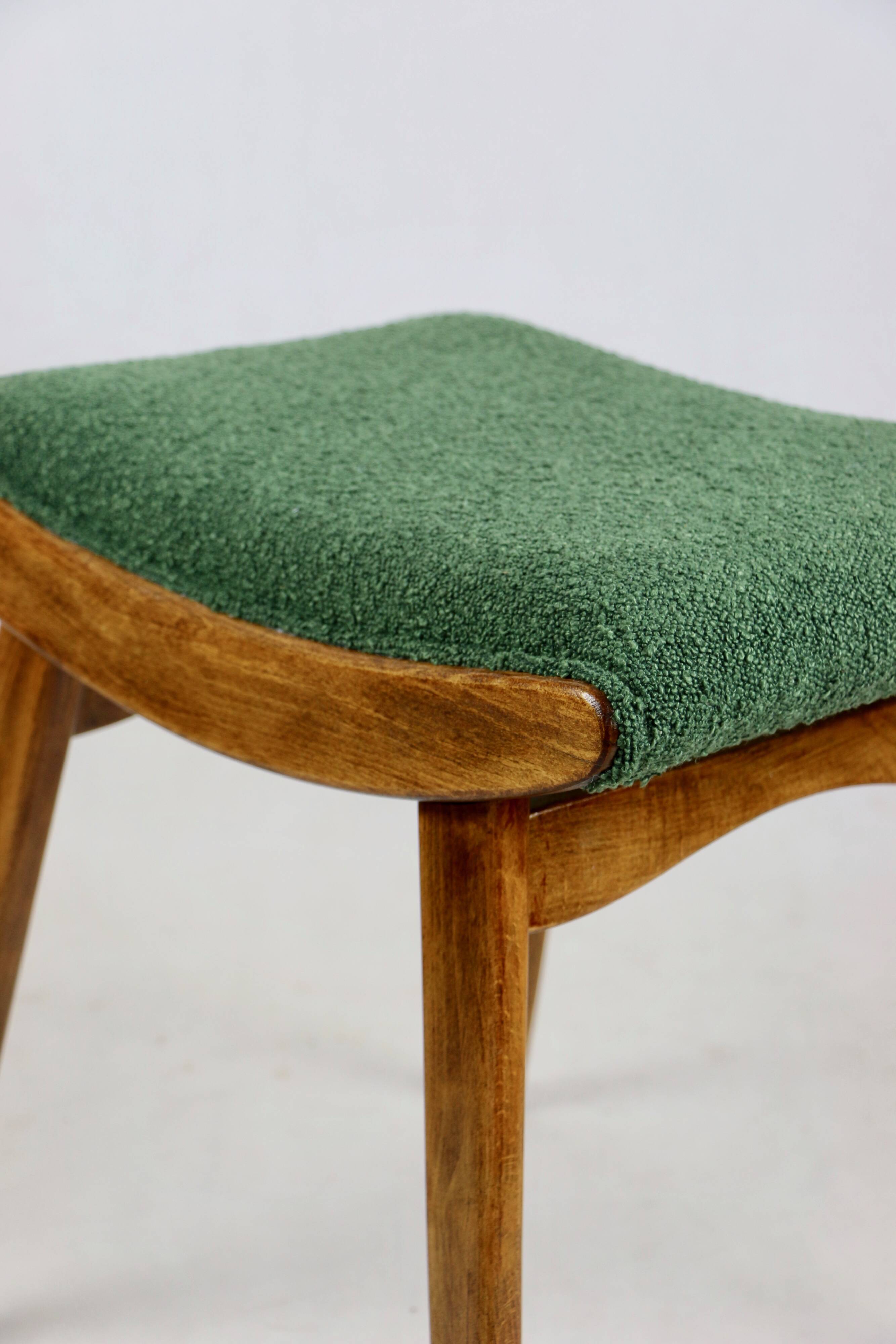 Green boucle Art Deco stool seat - 2 pieces available