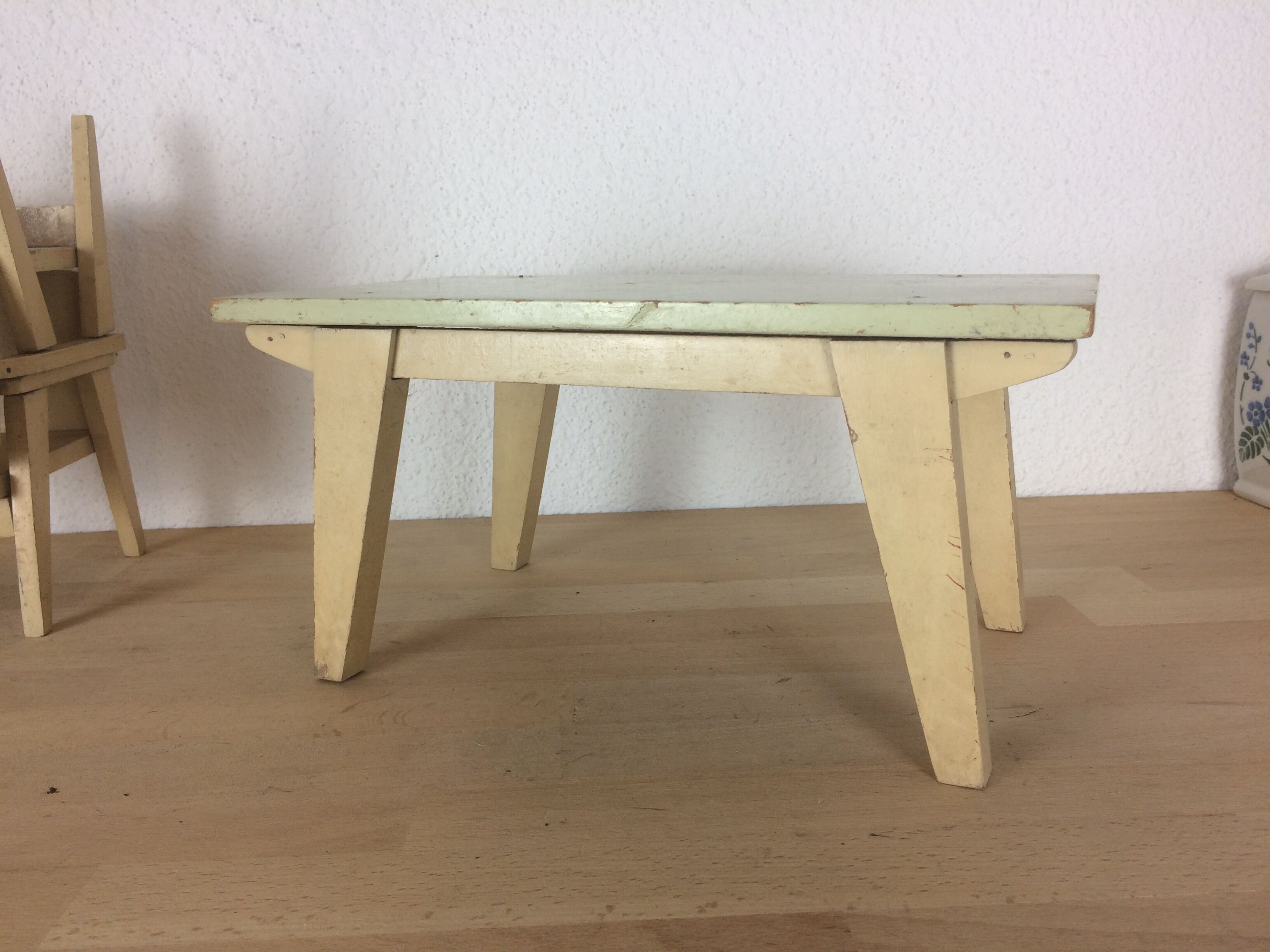 Wooden table and chairs for dolls, child's toy