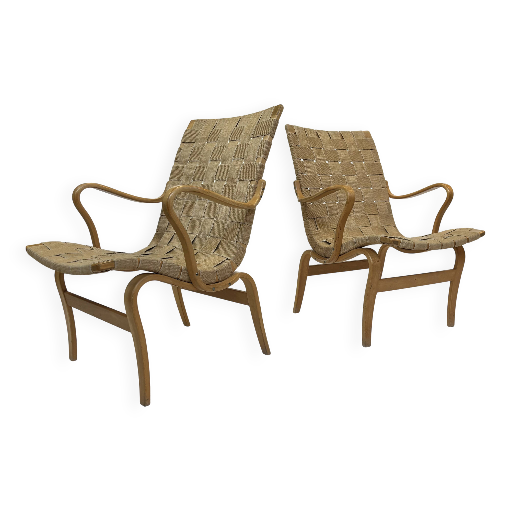 Paire de fauteuils originaux Mid Century modèle "Eva" par Bruno Mathsson 1971 Suède