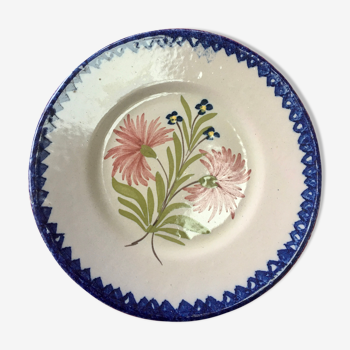 Plate or saucer earthenware Charolles carnation patterns