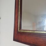 Vintage Cherry Wood Wall Mirror with Gilt Detail & Beveled Glass, 1980