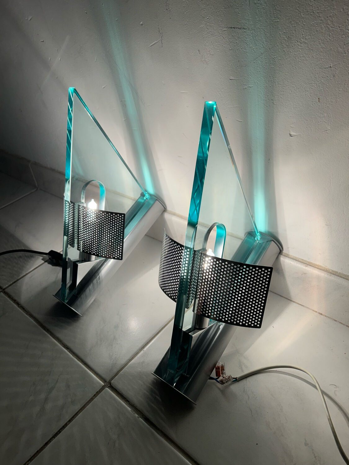 Vintage set Icaro wall lamps Carlo Forcolini Artemide