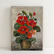 Peinture huile sur toile capucines fleurs vintage