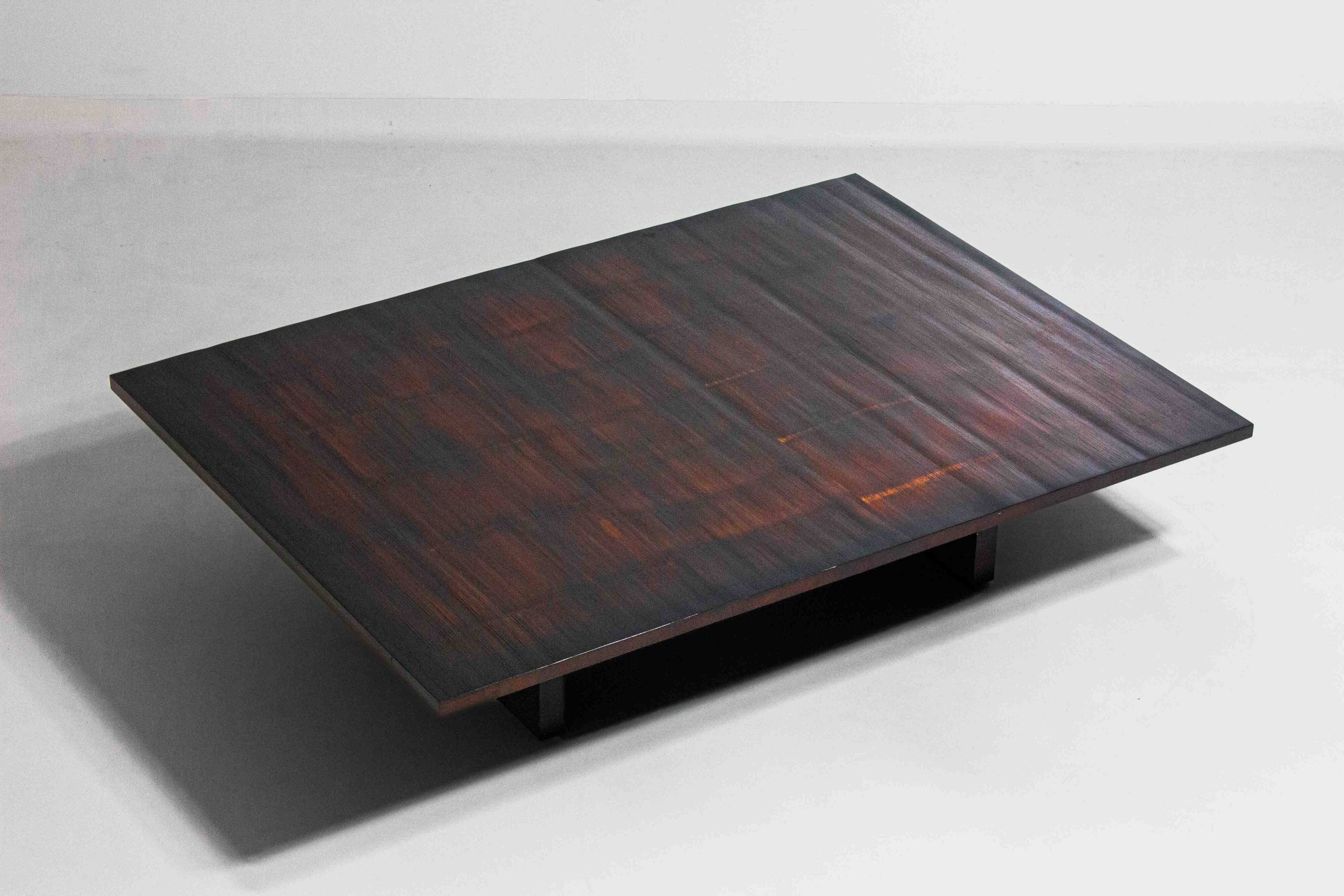 Large bamboo & wengé coffee table by Axel Vervoordt, 1980s