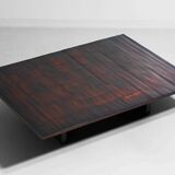 Large bamboo & wengé coffee table by Axel Vervoordt, 1980s