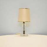 Vintage geometric glass lamp with beige and gold lampshade