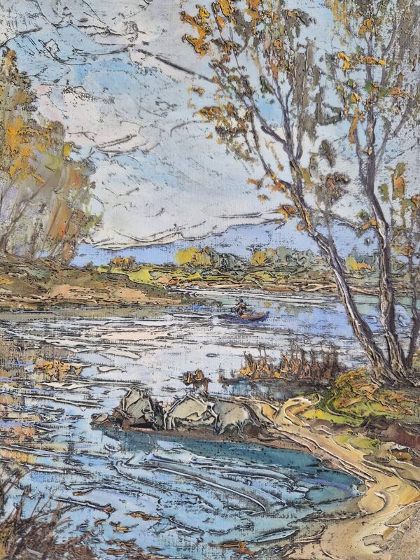 Huile sur toile, Reflets sur l'étang