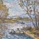 Huile sur toile, Reflets sur l'étang