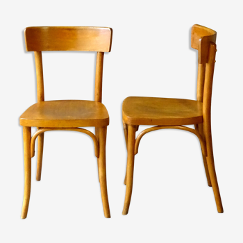Deux chaises Thonet bistrot bois, vintage 1960