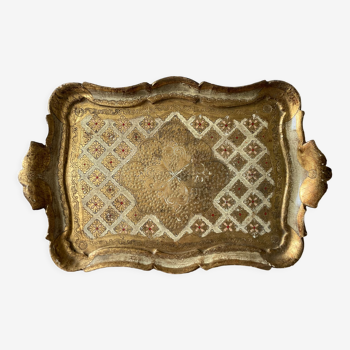 Beige and gilded florentine tray