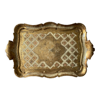 Beige and gilded florentine tray