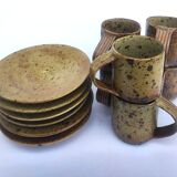 Cups + sandstone saucer by Puisaye Gaudry