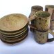 Cups + sandstone saucer by Puisaye Gaudry