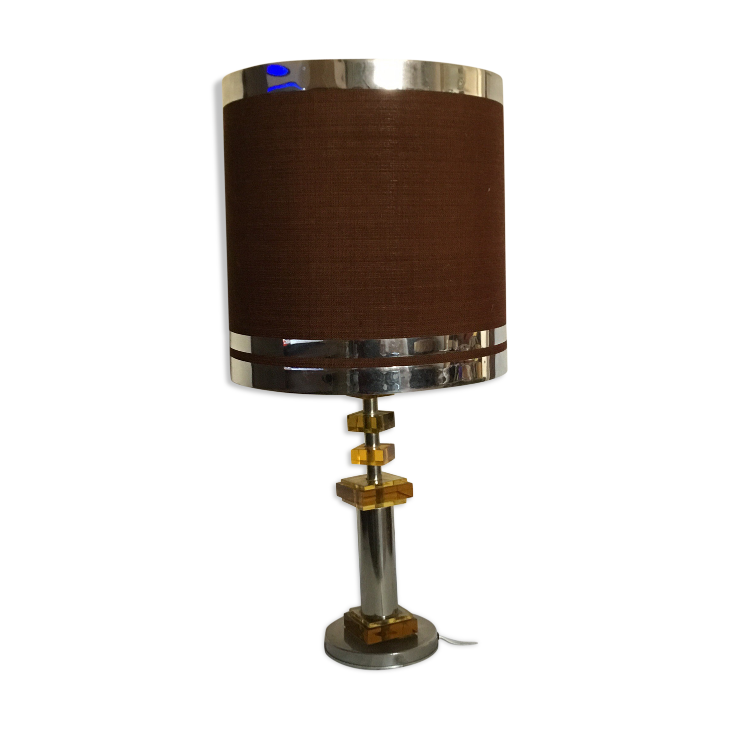 Chrome lamp and Plexiglas vintage amber design Raak