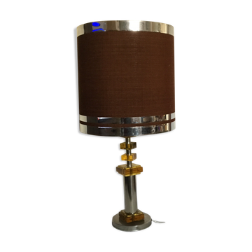 Chrome lamp and Plexiglas vintage amber design Raak