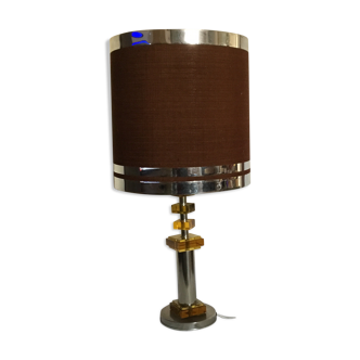 Chrome lamp and Plexiglas vintage amber design Raak