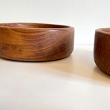 3 wooden bowls and 12 mini cutlery at apéro