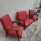 Vintage 1950s children's sofa and two armchairs with compass feet