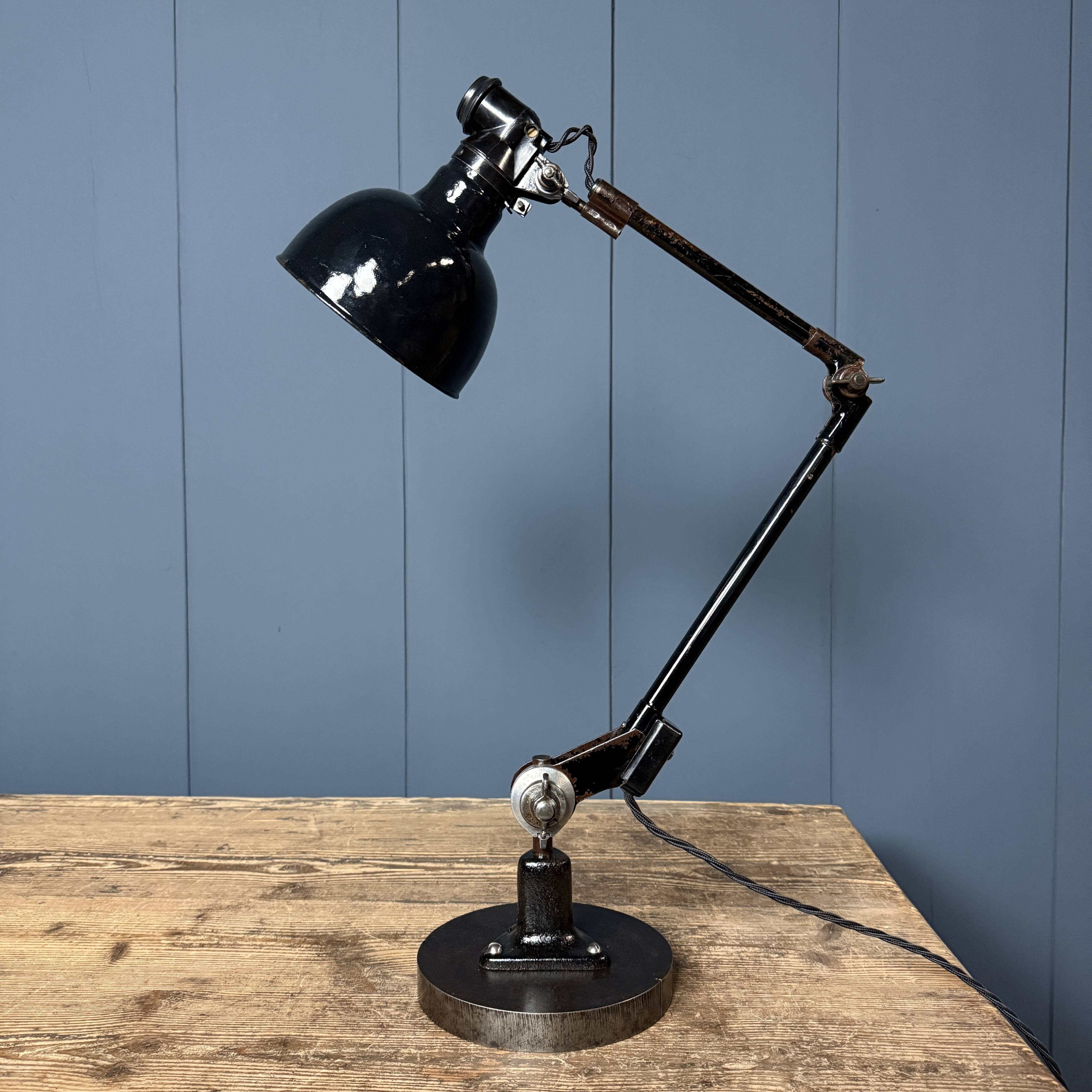 Rademacher black table lamp with enamel shade